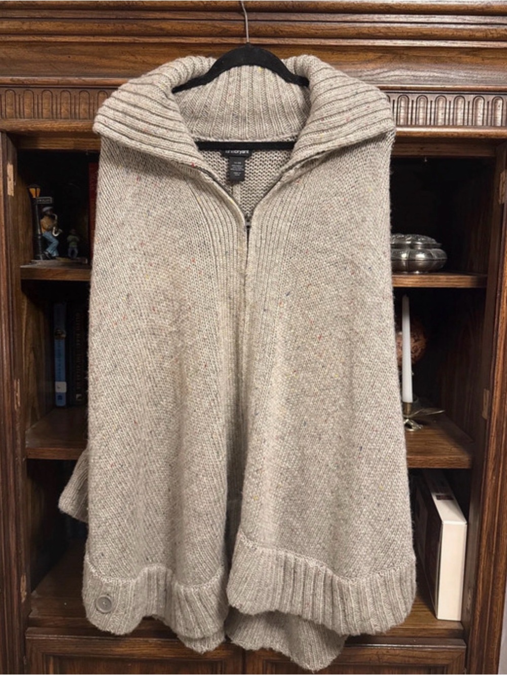 Lane Bryant Cape Sweater 14/20 | Cozy Knit Poncho Gray Speckled Fall Cardigan